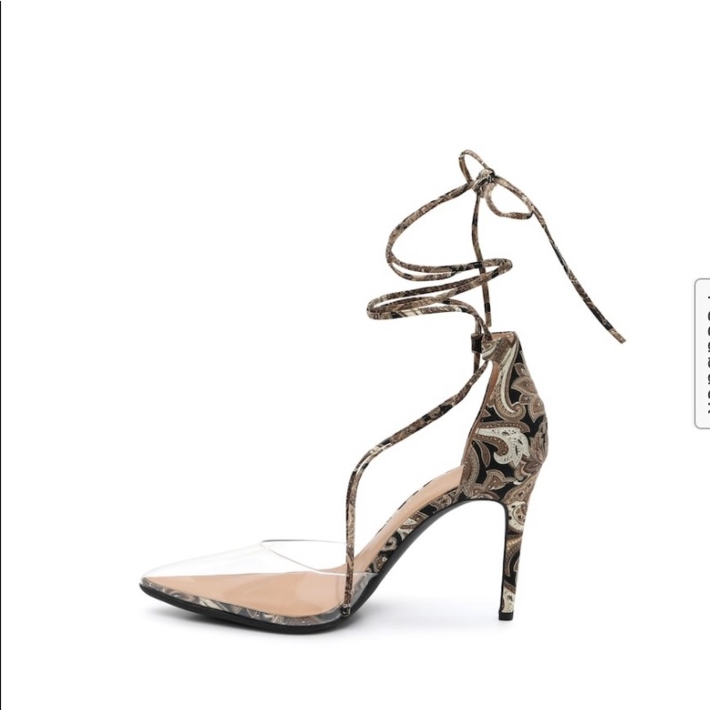 EUC Jessica Simpson clear with pattern heels